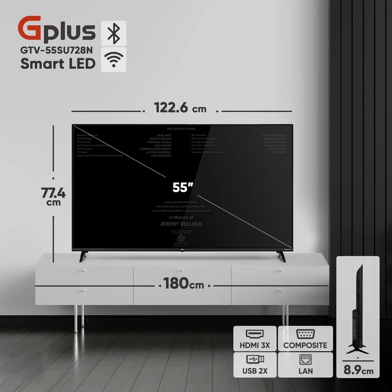 تلویزیون 55 اینچ ال ای دی هوشمند جی پلاس مدل GTV-55SU728N