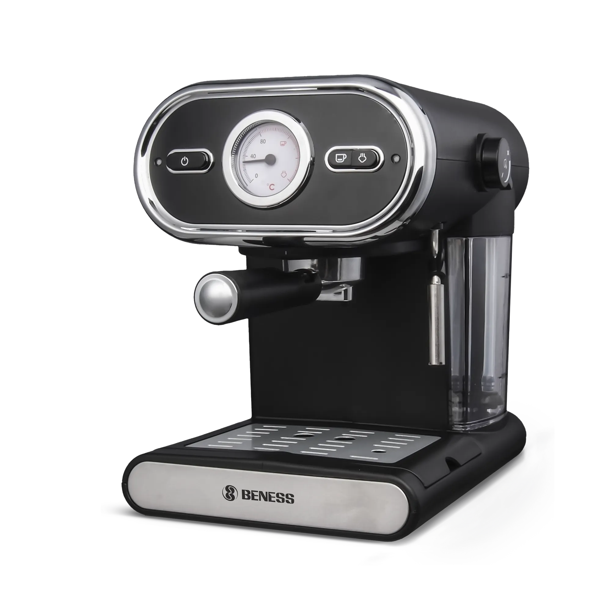 اسپرسوساز مشکی بنس مدل BC-S5002D با قاب کرومی و نشانگر دما